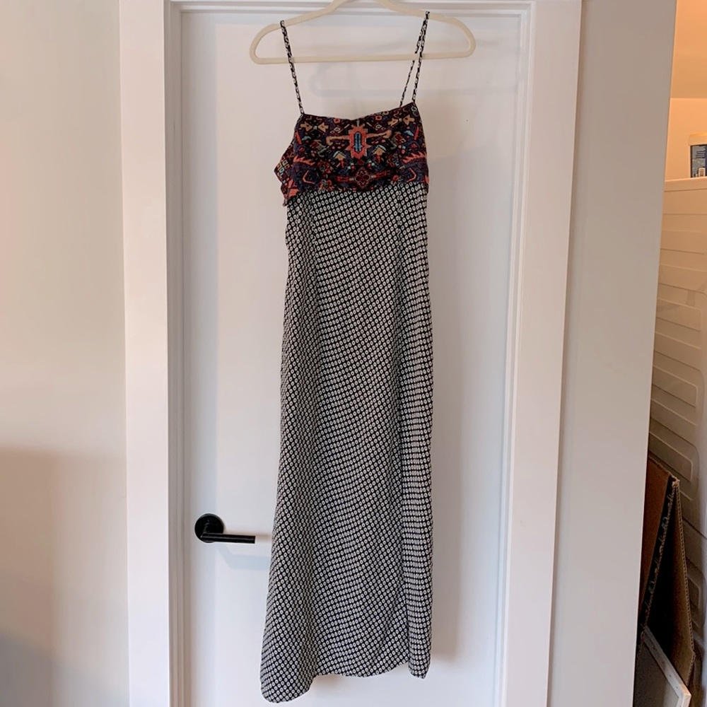 Stone Cold Fox Tie + Carpet Print Silk Maxi M